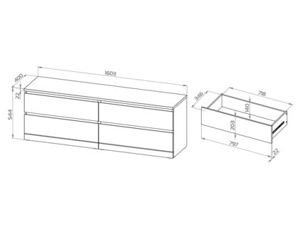 Комод Гуд Лакк Варма 4Д ясень черный 40х160