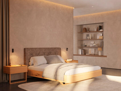 Кровать Rivi Charm Бук натуральный/микрофлок Sakura 10 200х200