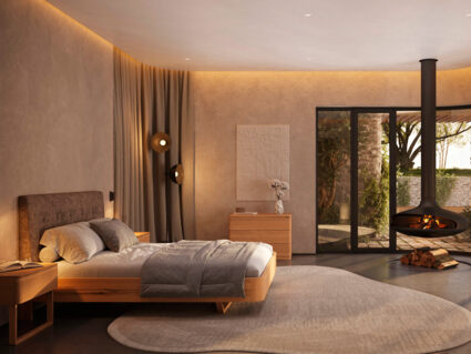 Кровать Rivi Charm Бук натуральный/микрофлок Sakura 10 200х200