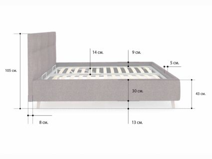Кровать Сонум Bella Кашемир Синий (с подъемным механизмом) 120х190