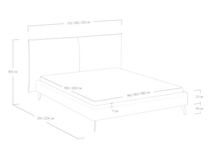 Кровать Сонум Dakota Микровелюр Серый 180х200