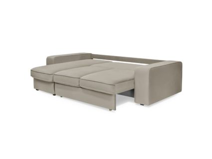 Диван Фиеста Мебель Монако с оттоманкой велюр Vivaldi 04 кремовый Длина 247 см