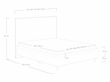 Кровать Сонум Eveline Рогожка Графит 90х200