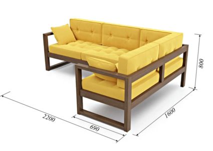 Диван Арско Астер угловой трехместный желтый Длина 220 см