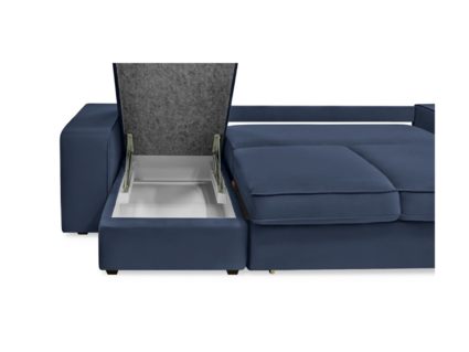 Диван Фиеста Мебель Монако с оттоманкой велюр Vivaldi 14 синий Длина 247 см