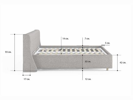 Кровать Сонум Barcelona Рогожка Пепельная (с подъемным механизмом) 140х200