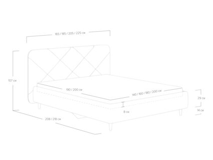 Кровать Сонум Taylor Фултон серый 160х190