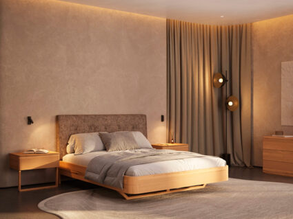 Кровать Rivi Charm Бук натуральный/микрофлок Sakura 10 200х200