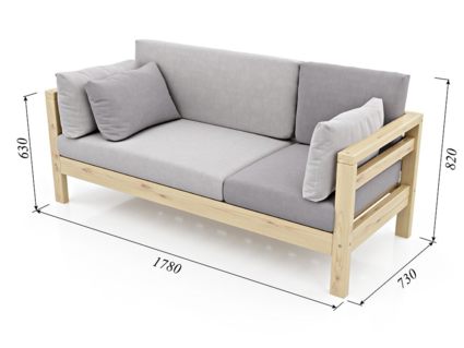 Диван Арско Домино трехместный серый