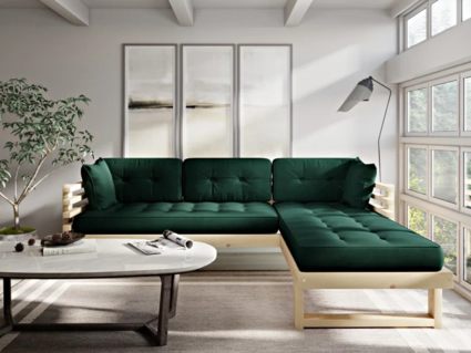 Диван Арско Стоун угловой трехместный зеленый