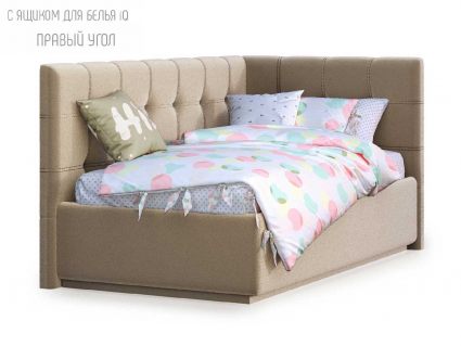 Кровать Nuvola Sabina угловая Velutto 22 (с подъемным механизмом) 90х190