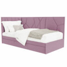 Кровать Beautyson Helga угловая (с ящиком) велюр Formula 392 розовый 80х180